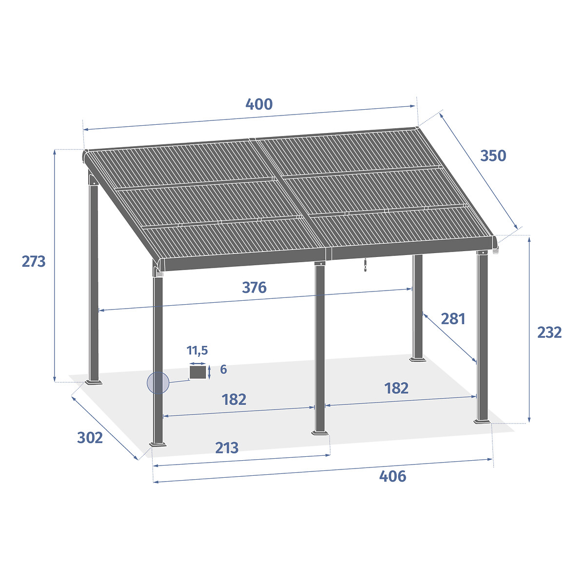 Pérgola ENOLIE graphite de aluminio 3,5x4m