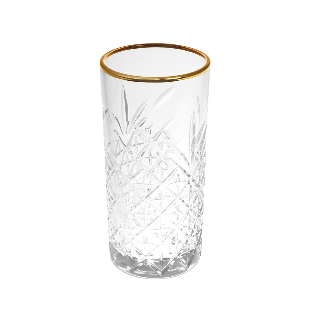 Vaso Alto Timeless Borde Dorado 450Cc
