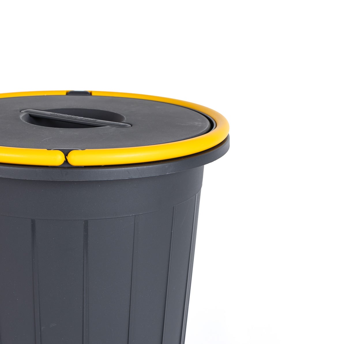 Cubo reciclaje negro con asa amarilla 25L