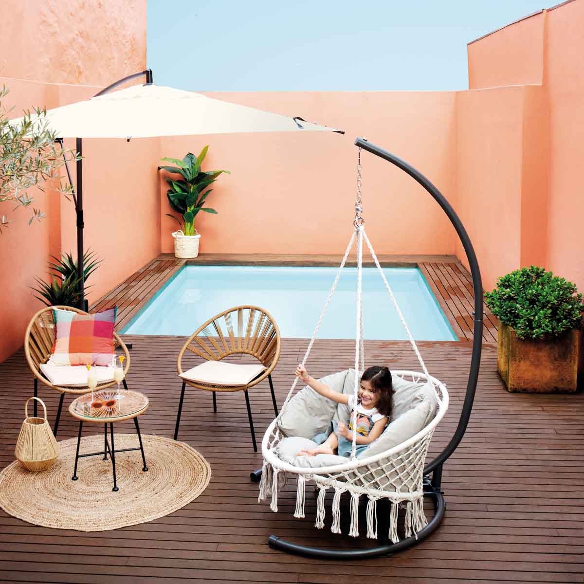 Parasol exc&eacute;ntrico MANOA beige ble 3m