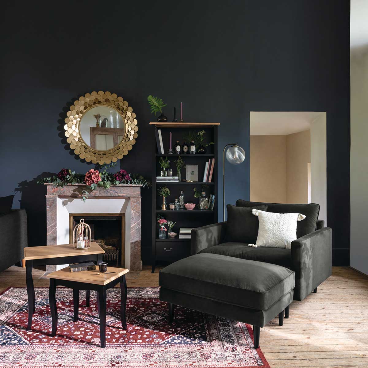 Espejo De Pared Metal Flor Dorado 91x9Cm