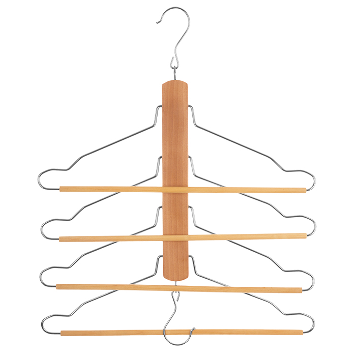 Percha de madera para 4 camisas y pantalones