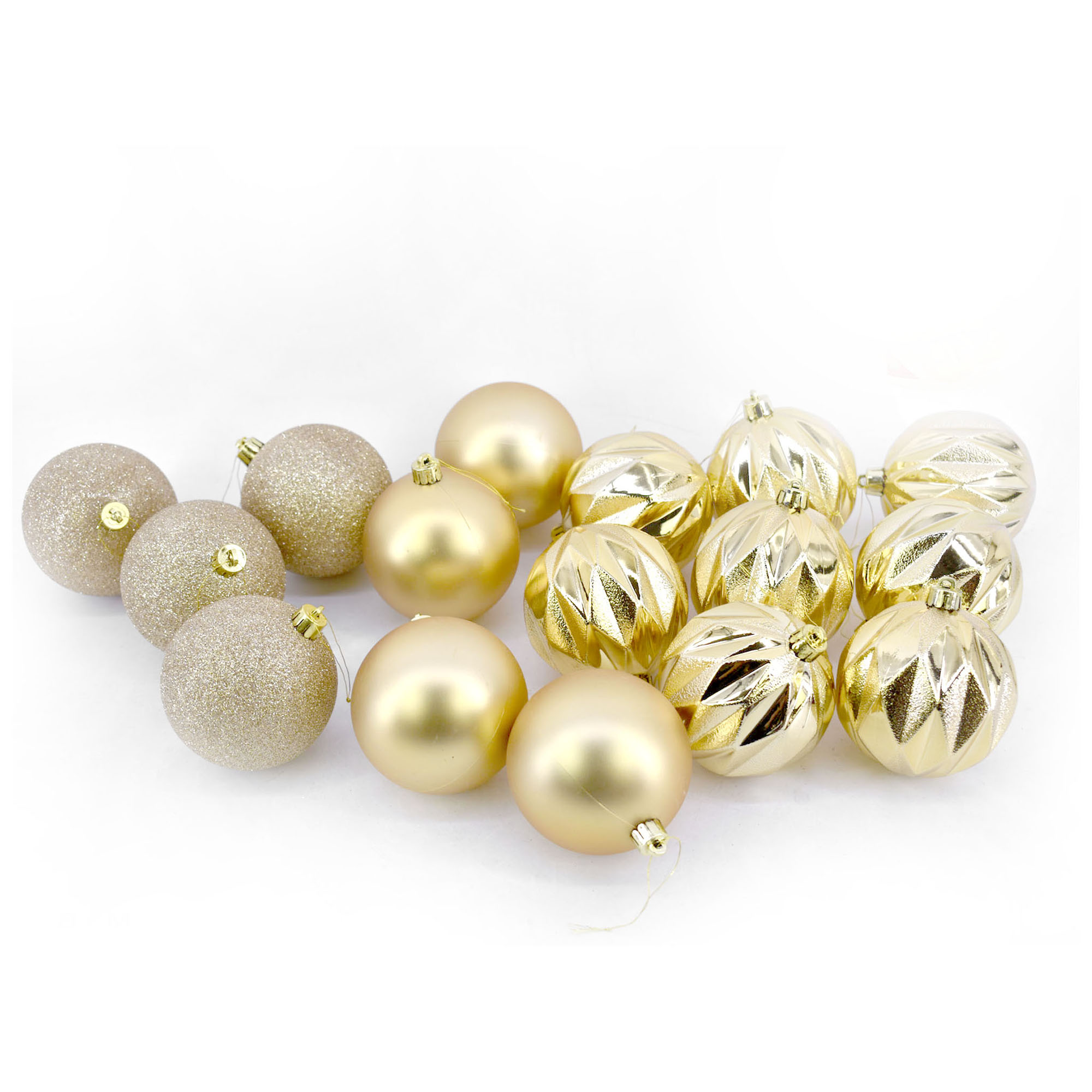 Set 16 Bolas Navide&ntilde;as Doradas