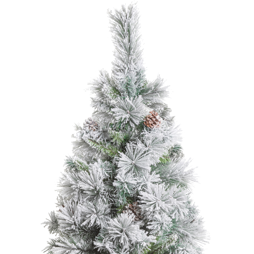 Árvore De Natal Minnesota Efeito Neve Com Pinhas 180cm