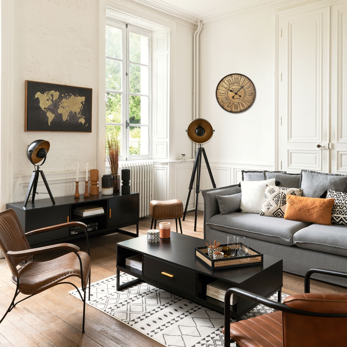 Sillón Hoper De Cuero Marrón 68x76x75Cm