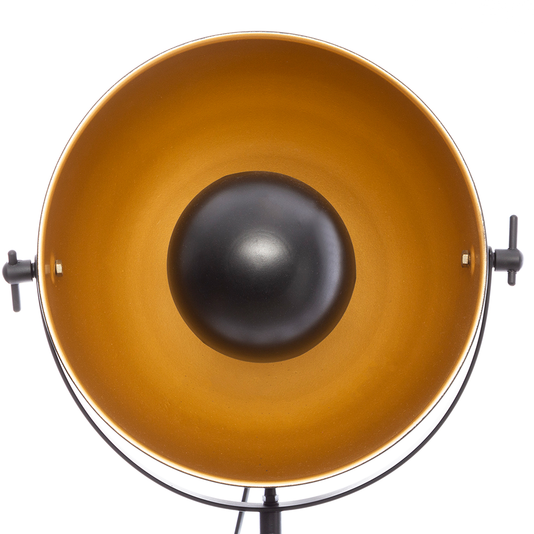 L&aacute;mpara De Pie Lathi Negra Y Dorada 156.5x65x57Cm