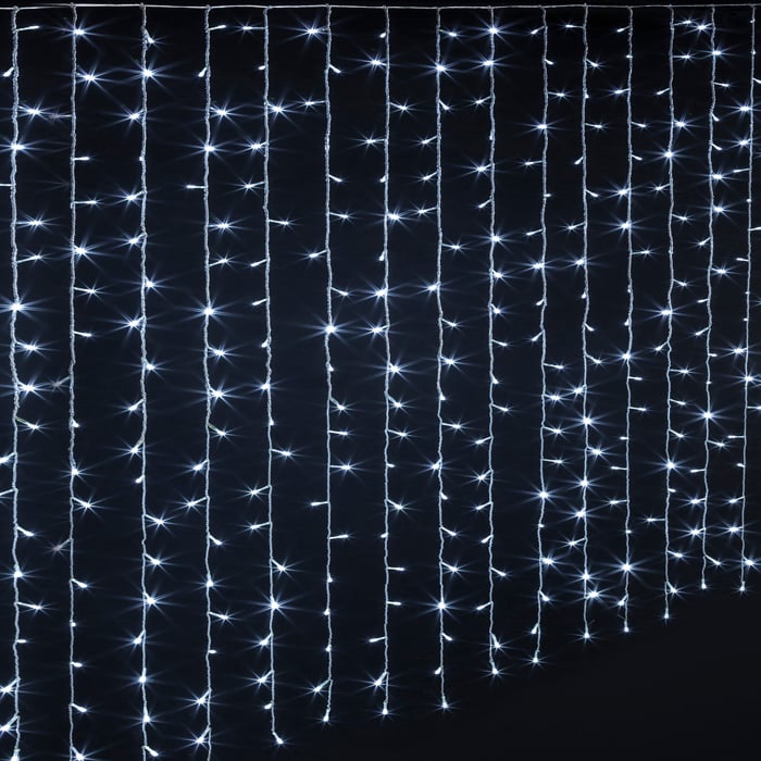 Cortina Luminosa De Natal Branco Frio 300 LEDs