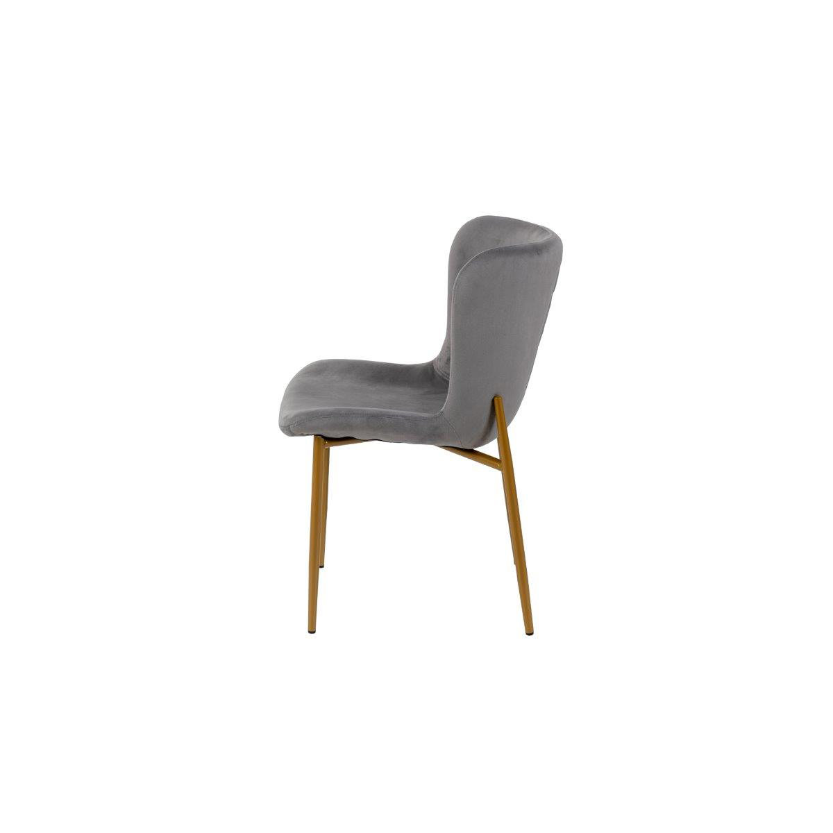 Silla Gio Gris De Terciopelo Con Patas De Metal