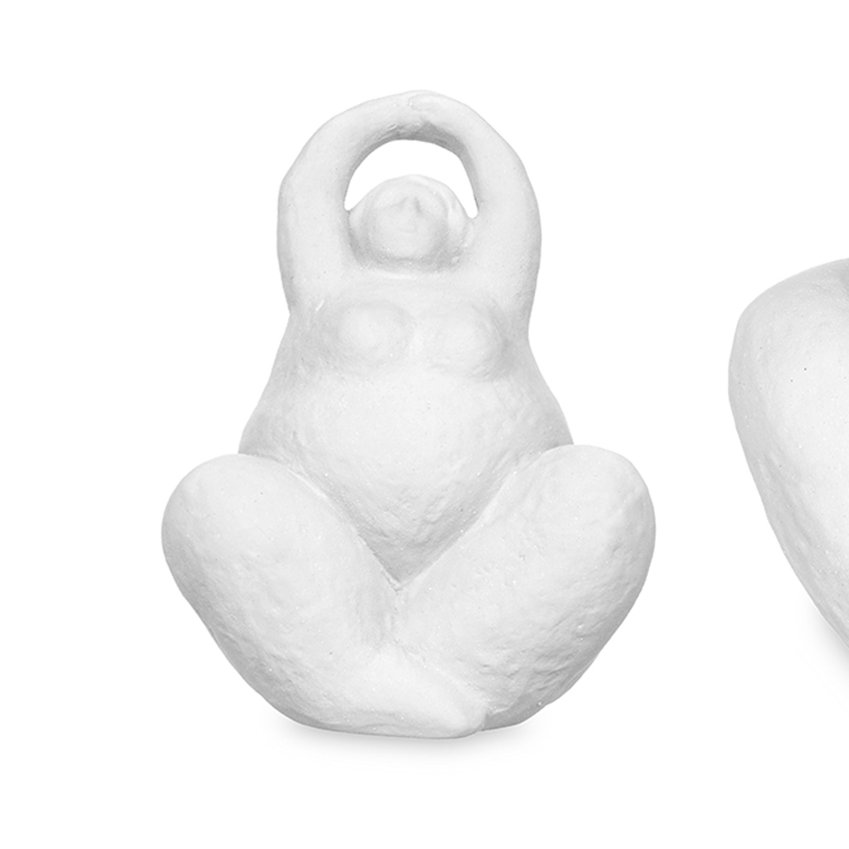 Figura estatua de mujer yoga de cer&aacute;mica blanca