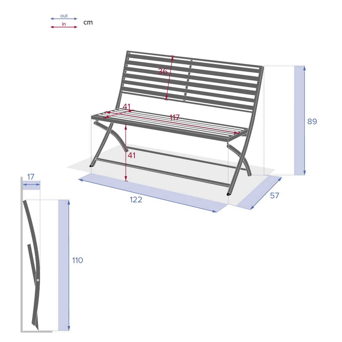 Banco plegable OLBIA gris graphite de metal