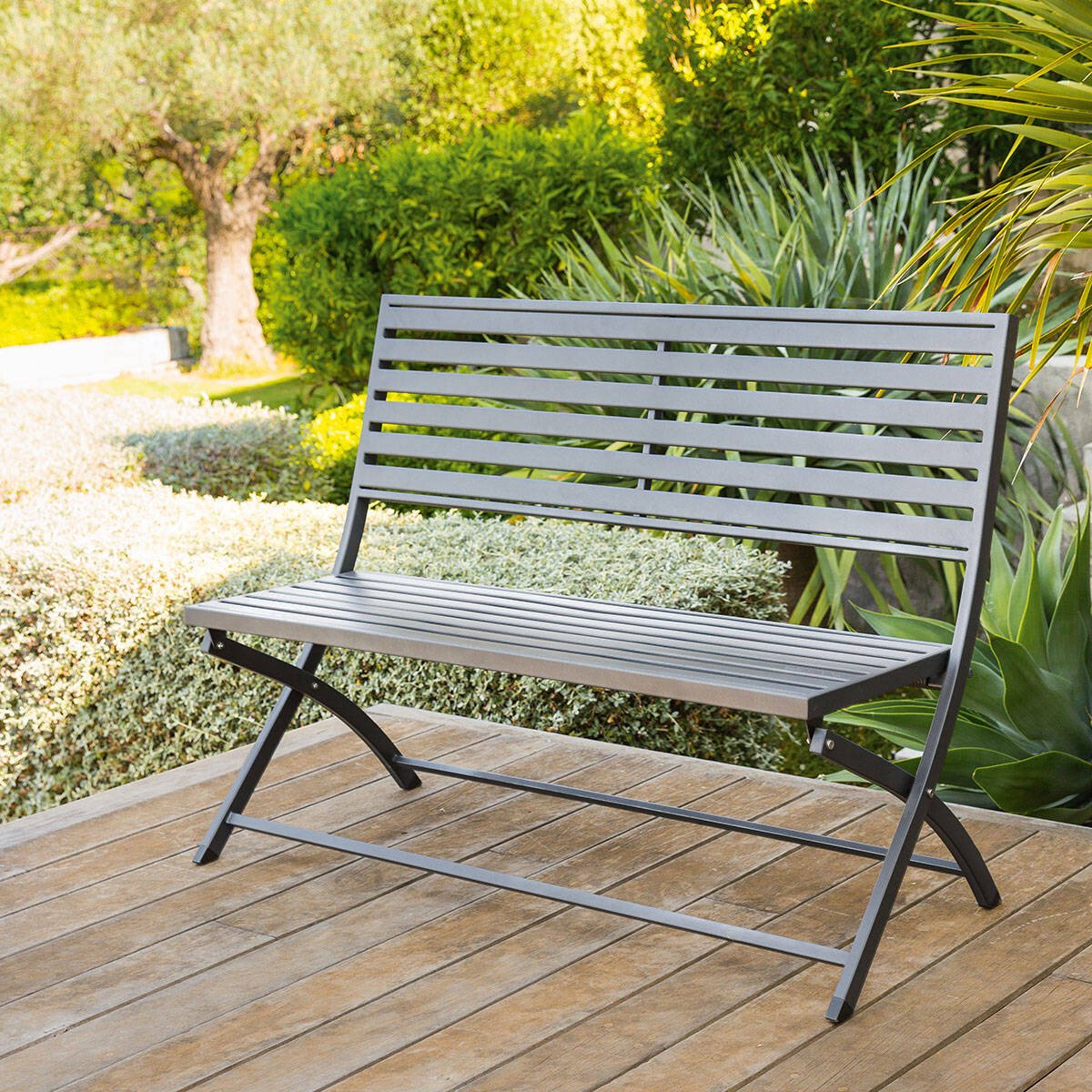 Banco plegable OLBIA gris graphite de metal