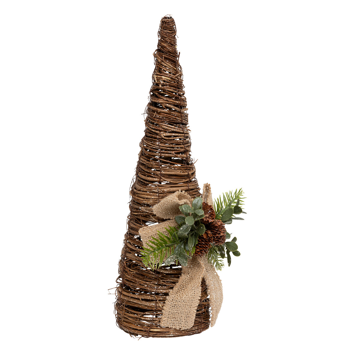 Cono decorativo ramas con lazo de yute 37cm 