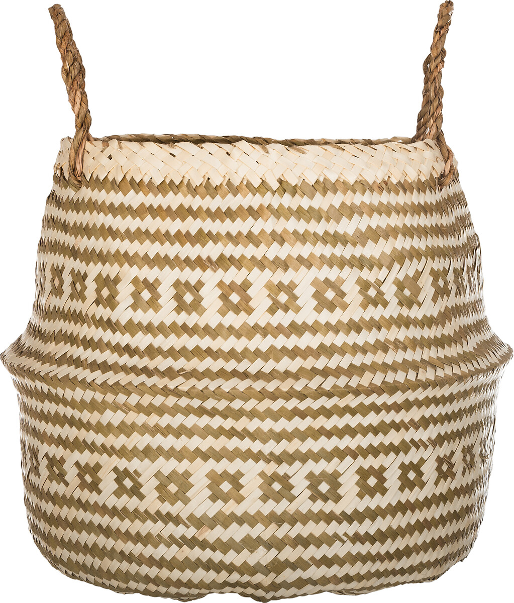 Cesto Decorativo Con Asas Beige 35x30Cm