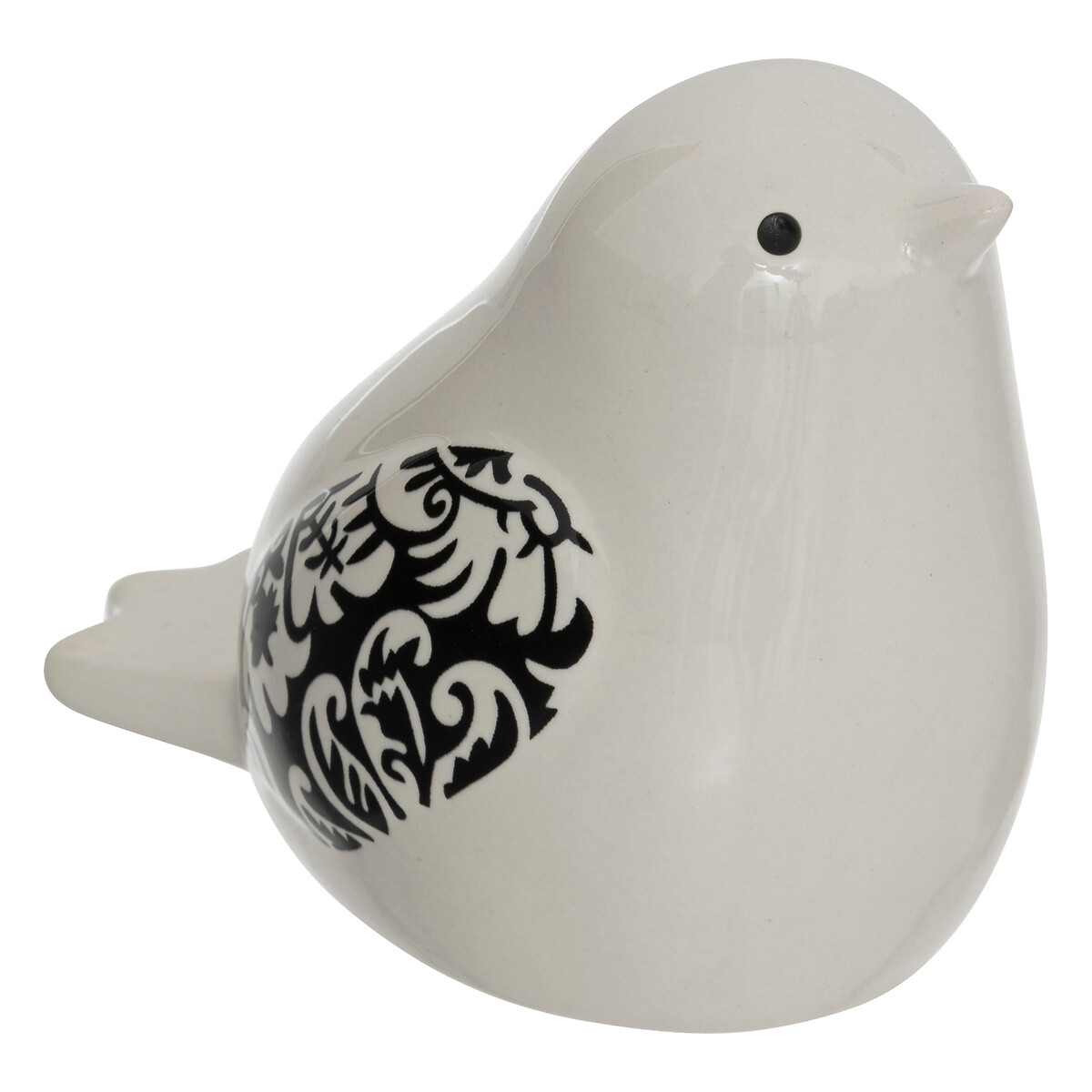 Estatua de pájaro blanco y negro de cerámica