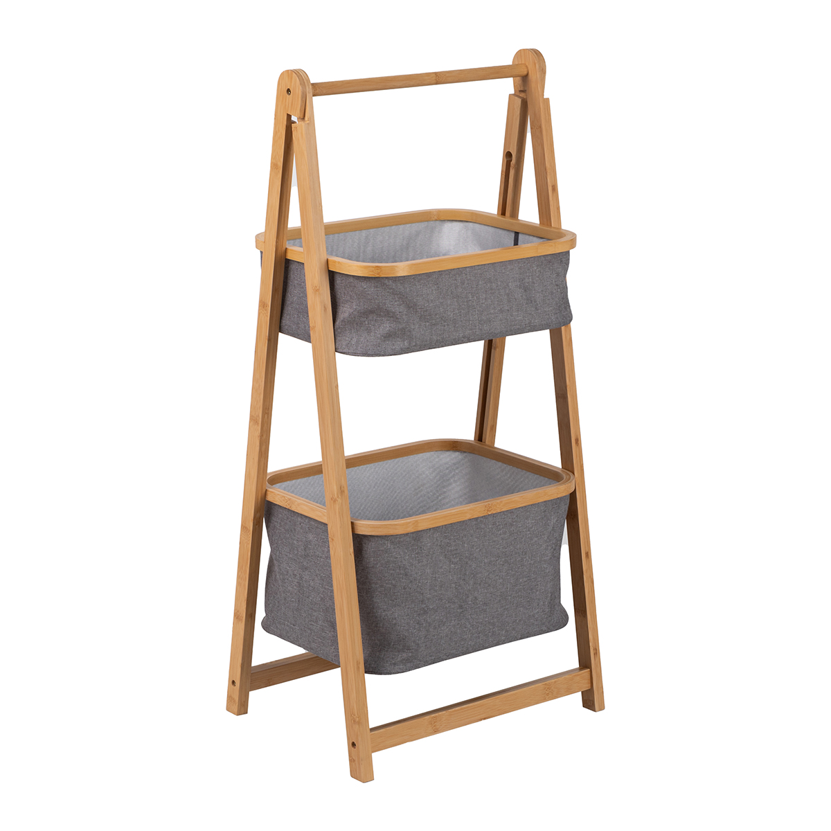 Estanteria de bambú con 2 cestas