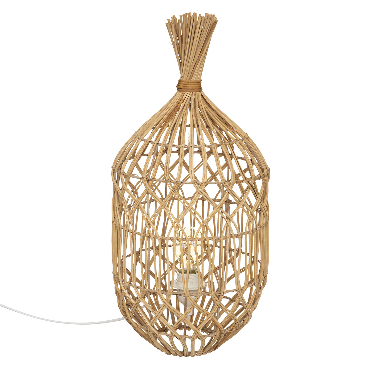 L&aacute;mpara De Mesa De Rat&aacute;n Beige 55cm
