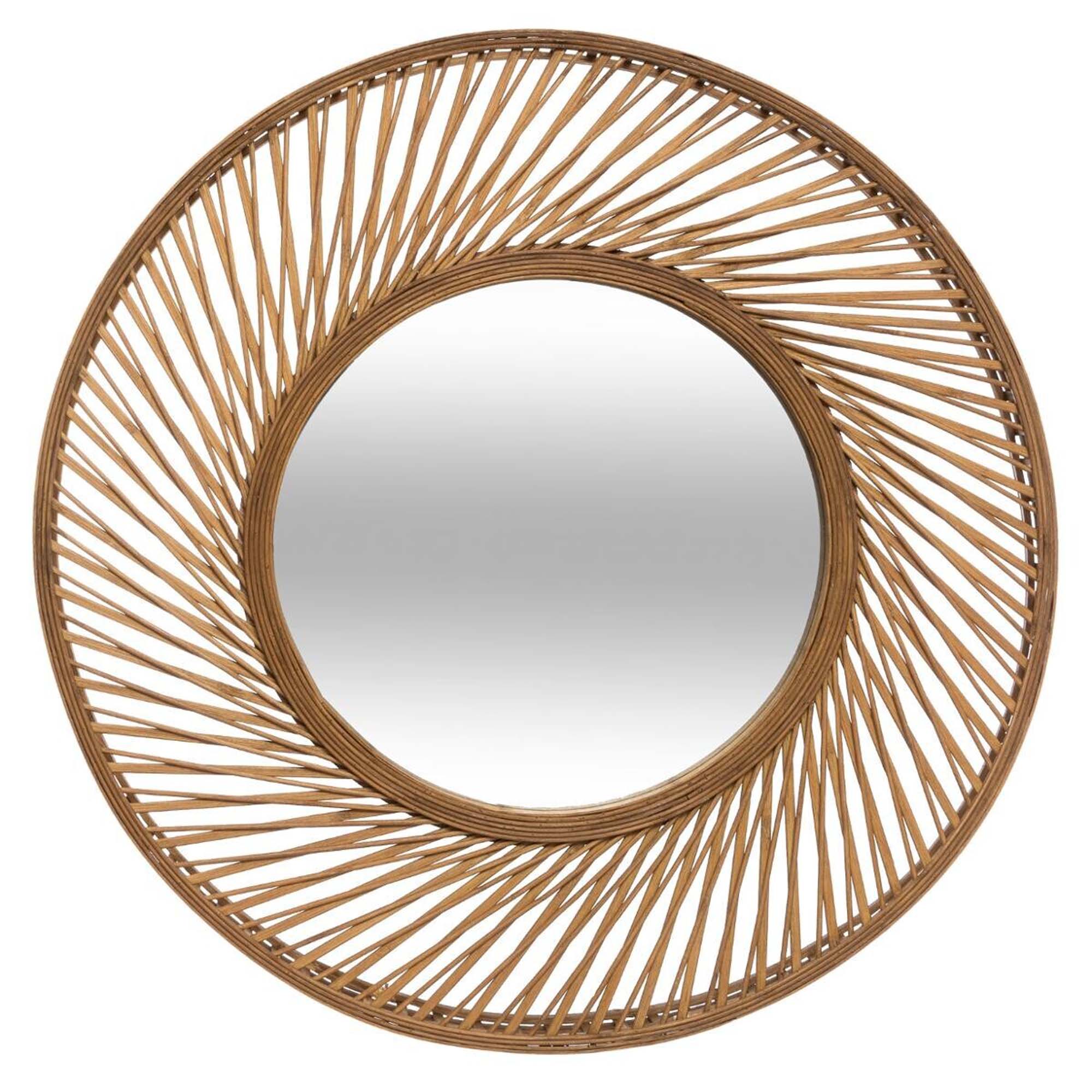 Espejo De Pared Espiral De Bamb&uacute; 72Cm