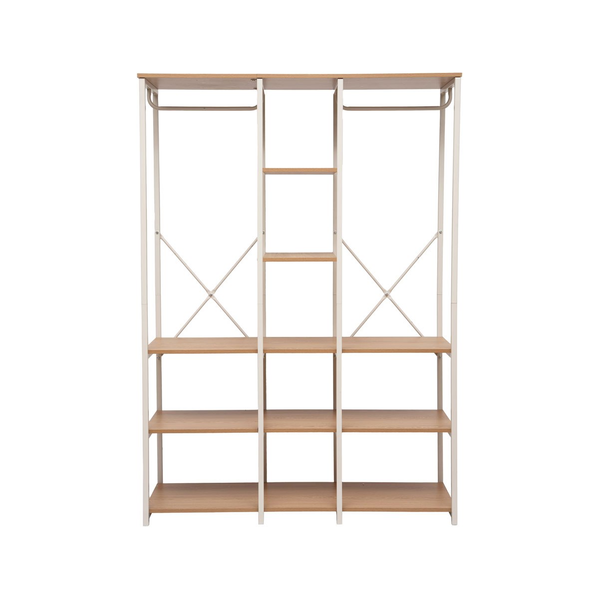 Armario doble de metal beige con estantes