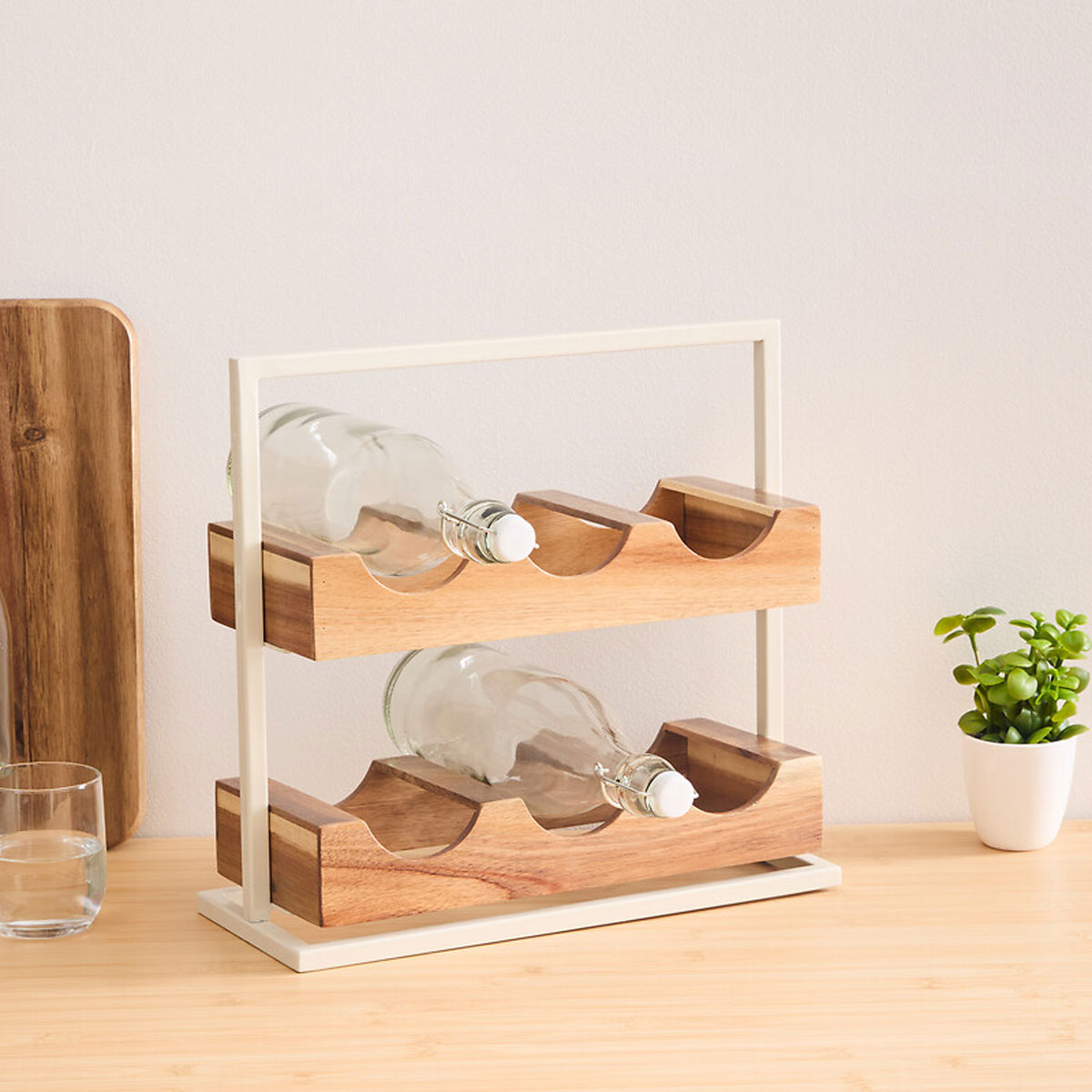 Botellero para 6 botellas beige 35cm