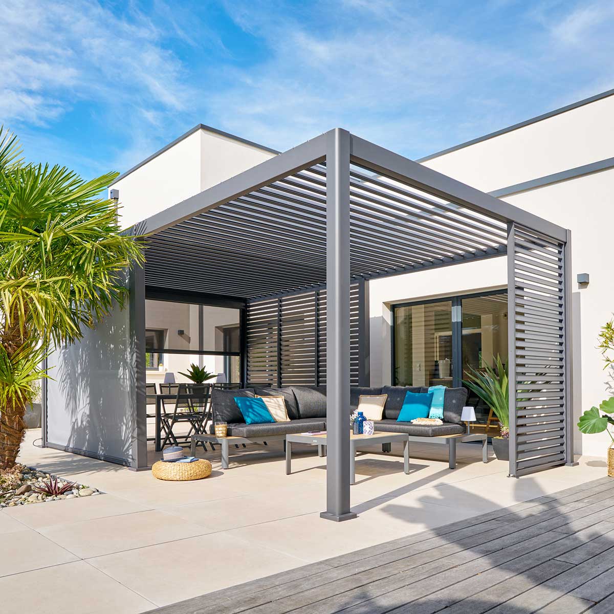 Persiana pérgola ÉVORA gris grafito 3.6x6m