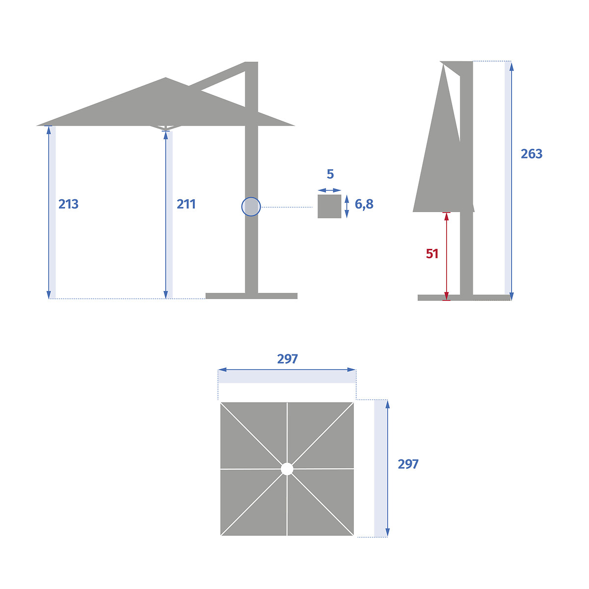 Parasol exc&eacute;ntrico CAYO BL&Eacute;