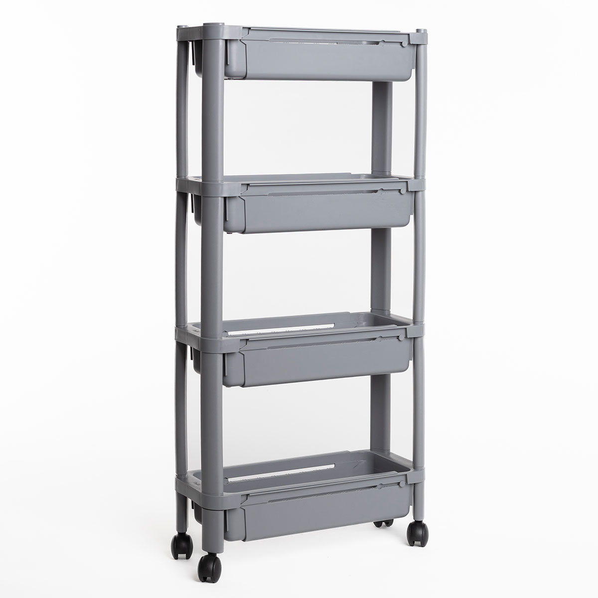 Carrito auxiliar gris extensible con 4 cestos