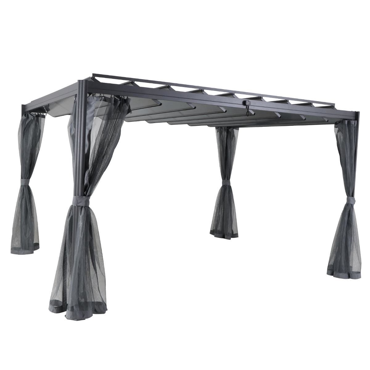 Pérgola BELIZE LATTES gris graphite 3x3,8m