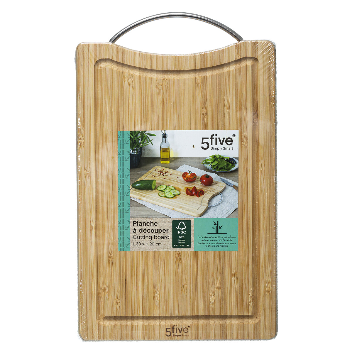 Tabla De Bambú C/Mango Decorado 30x20Cm