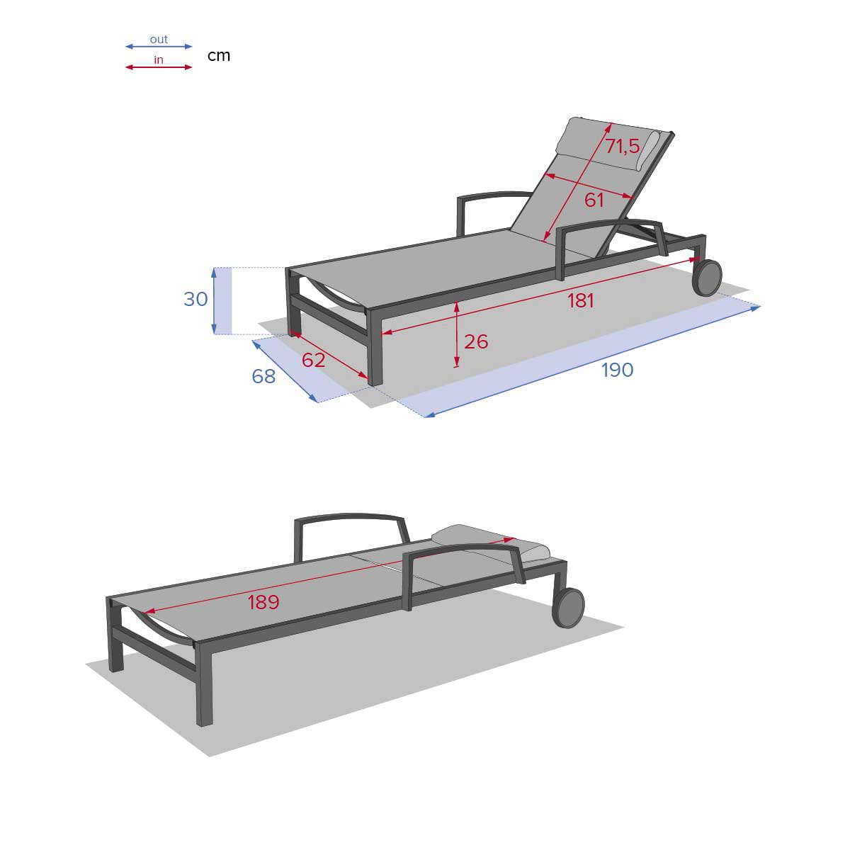 Espreguiçadeira Ocala Azul Canard