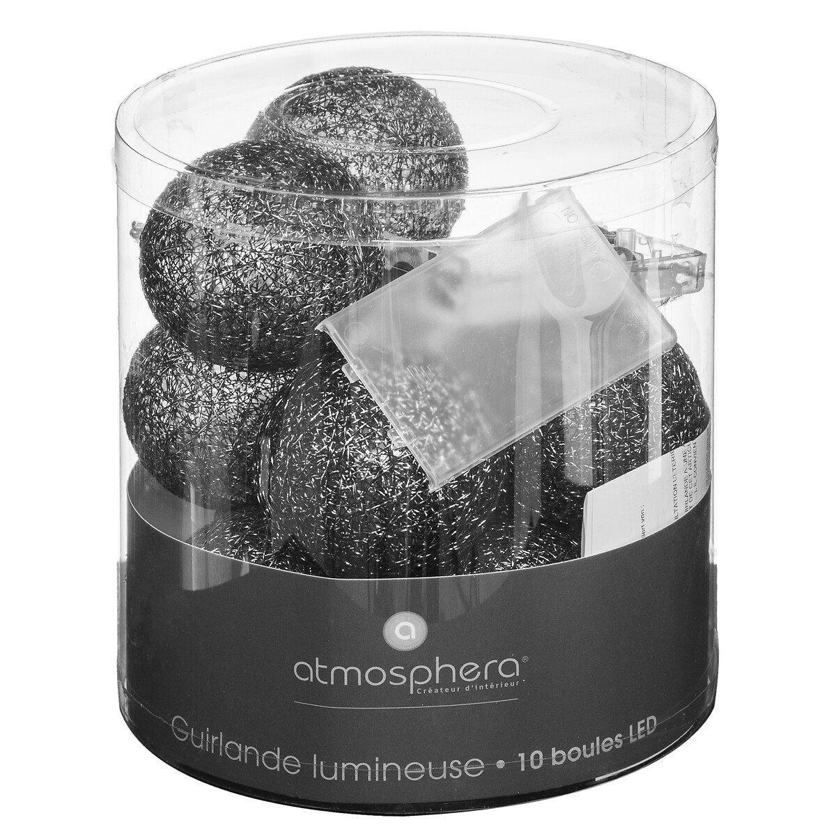 Guirnalda De 10 Bolas Led Negras 6Cm