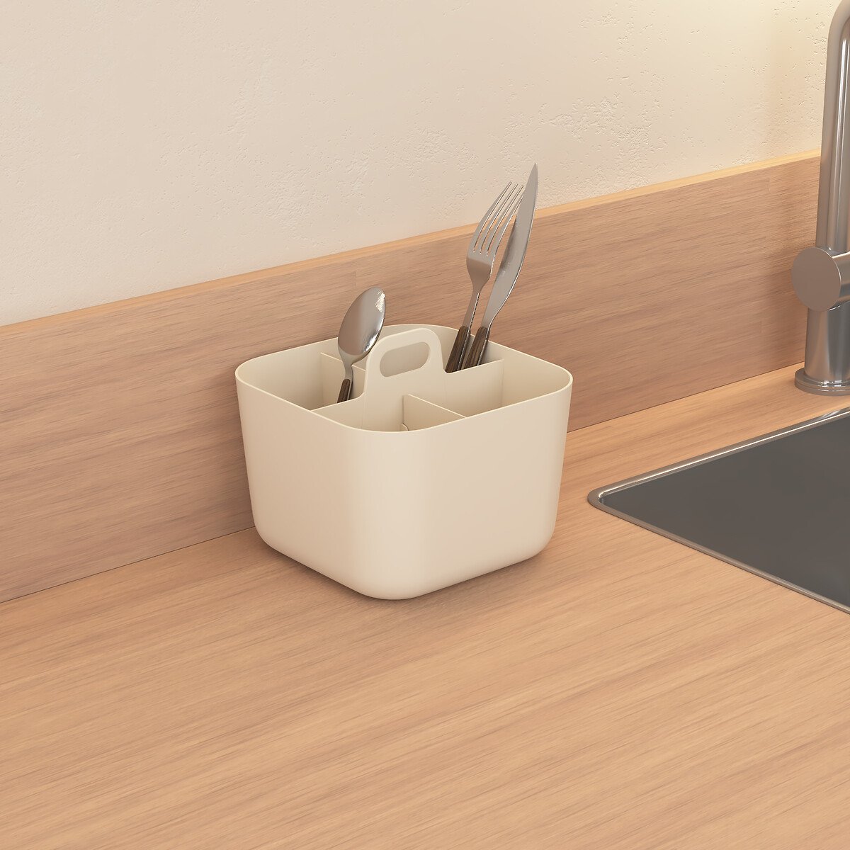 Portautensilios de 4 m&oacute;dulos POLY beige
