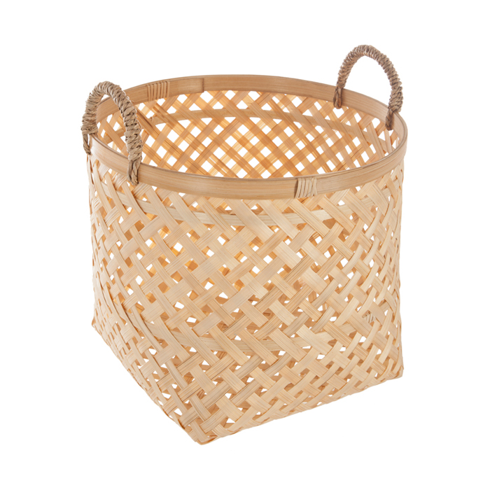 Cesto De Bambú Natural Con Asas 