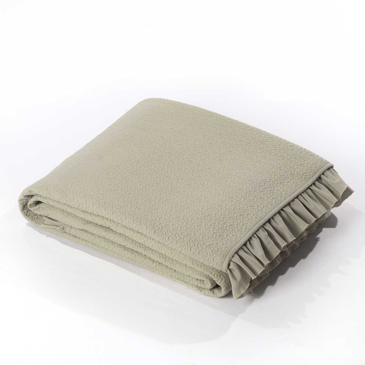 Edredón verde menta con volante 220x240cm