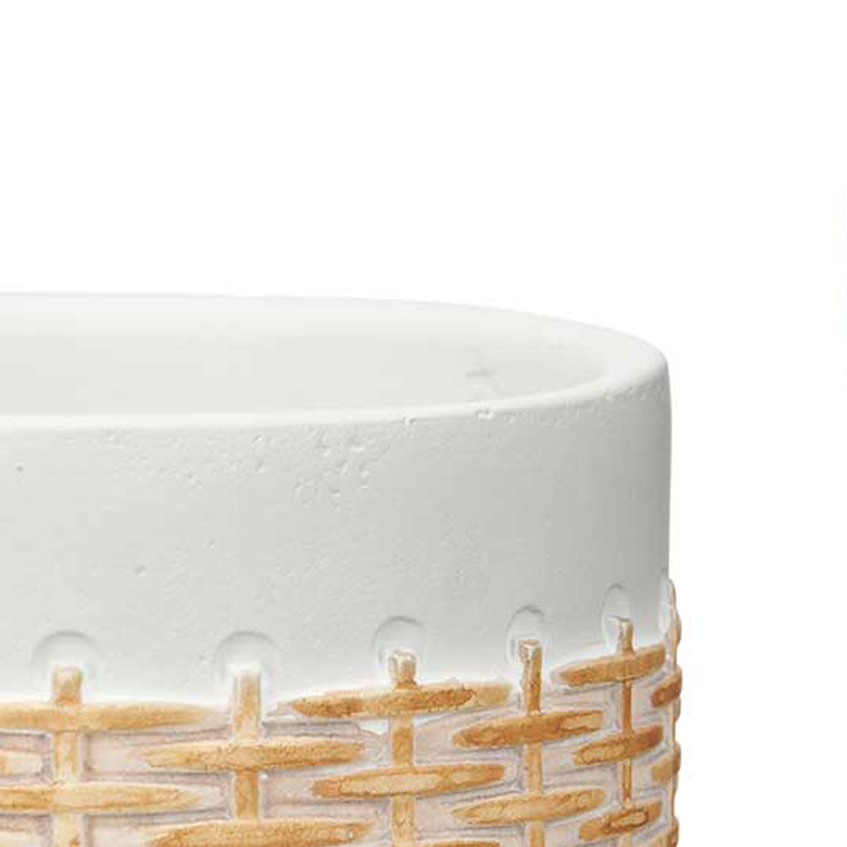 Maceta blanca de cemento efecto rat&aacute;n 12cm