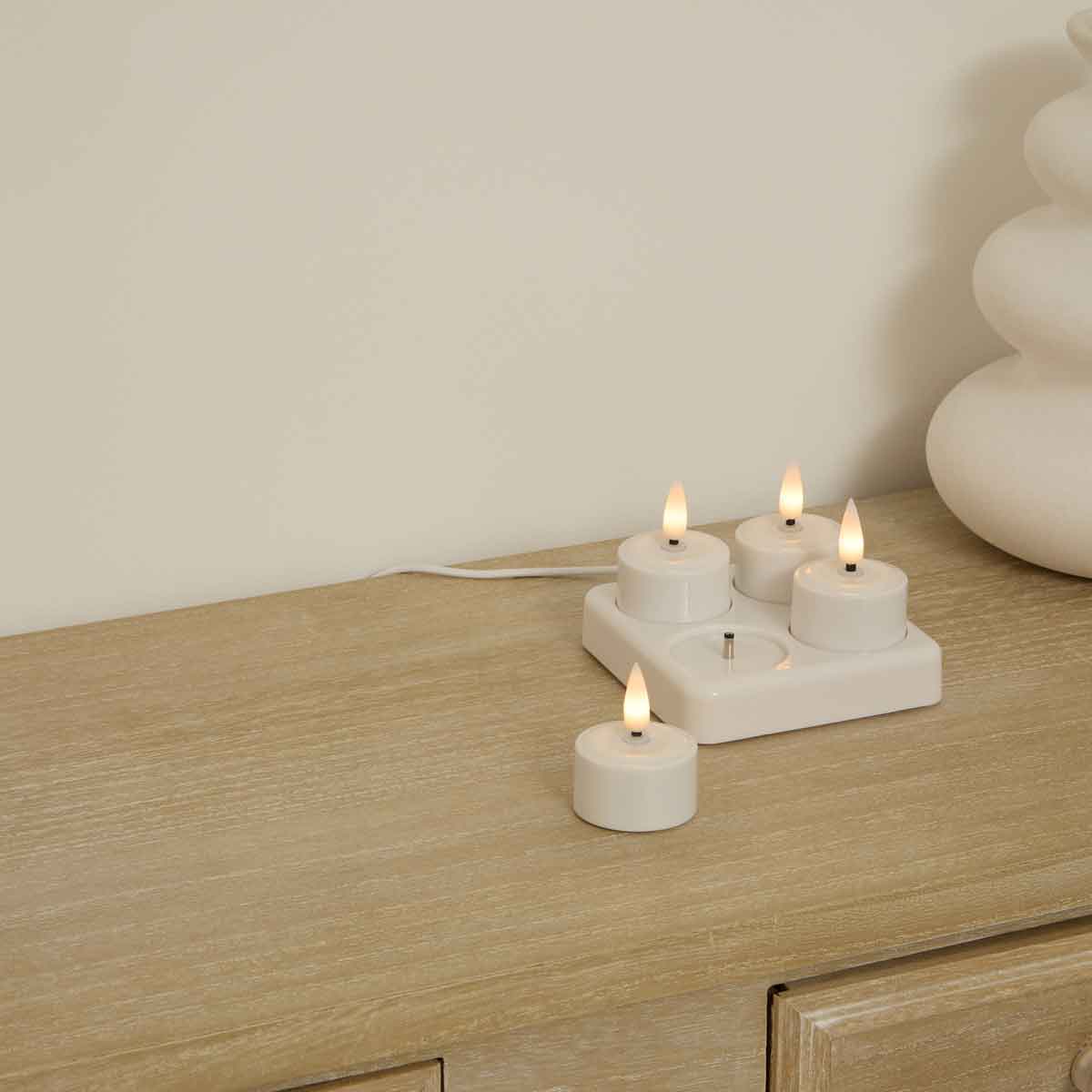 Set de 4 velas tealight  led AITOR blanco