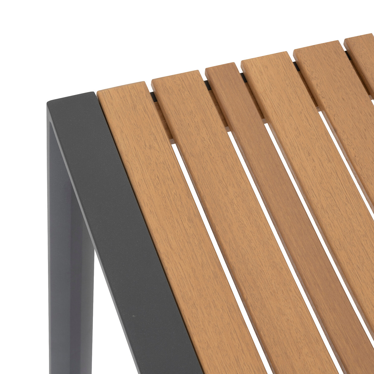 Mesa LENSIA de aluminio y madera eucalipto