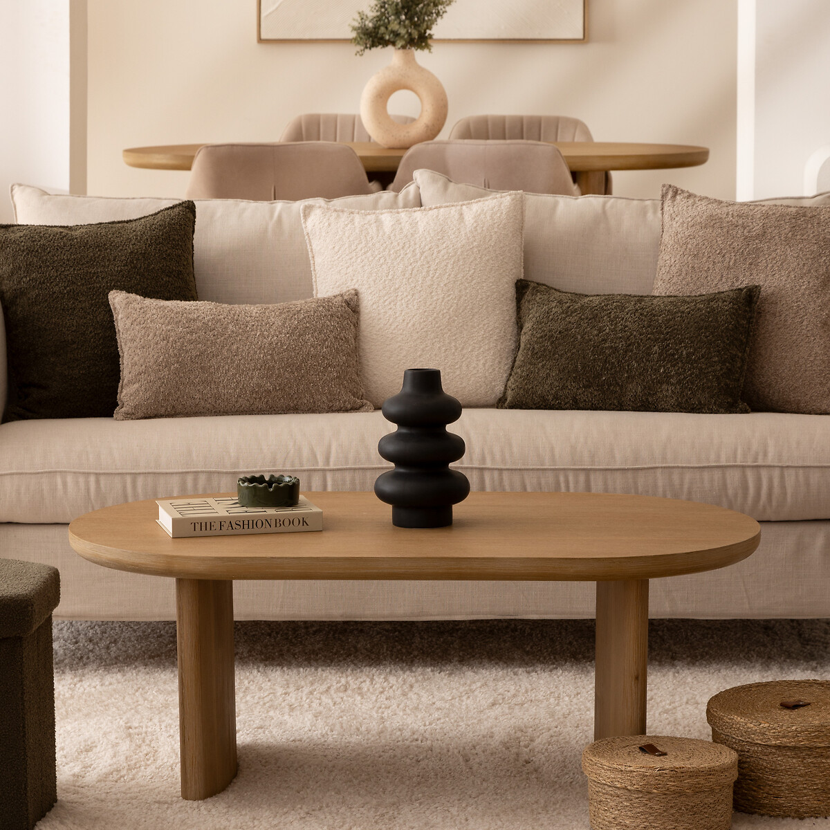 Caja ARIANNA beige de rafia 23cm