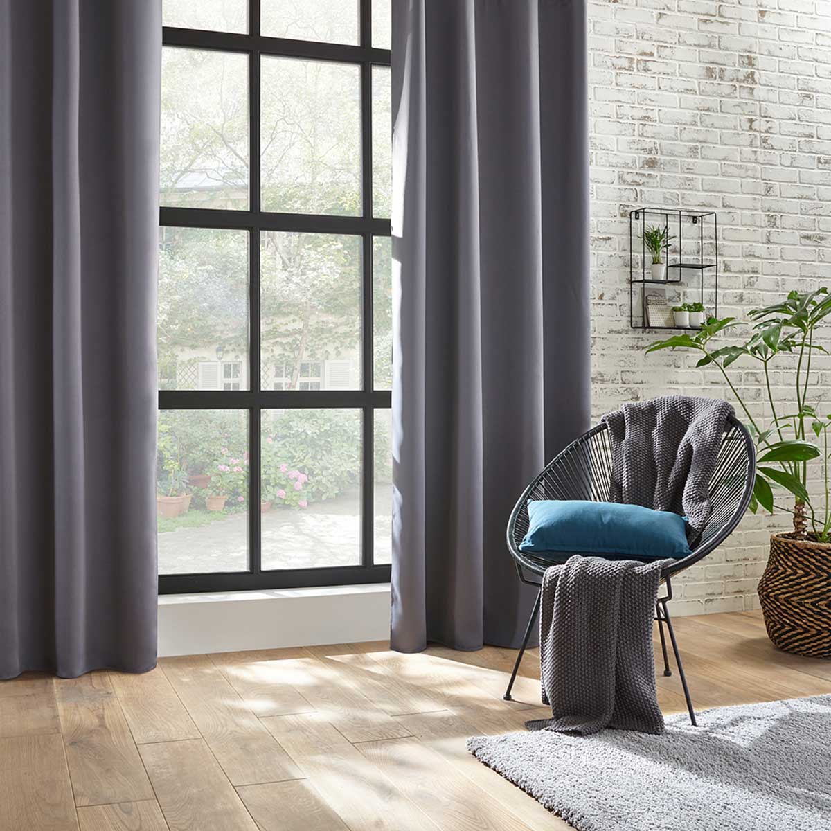 Cortina Gris Oscuro Opaca 140x260Cm