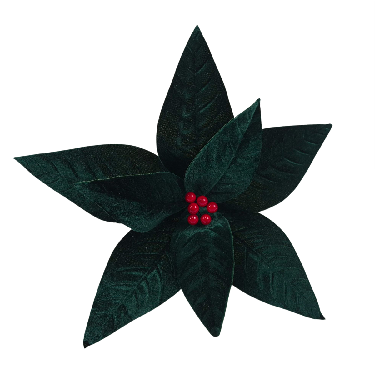 Rama flor de pascua terciopelo verde 34cm