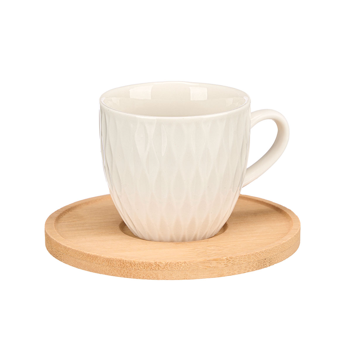 Set de 6 tazas de caf&eacute; con base de bamb&uacute;