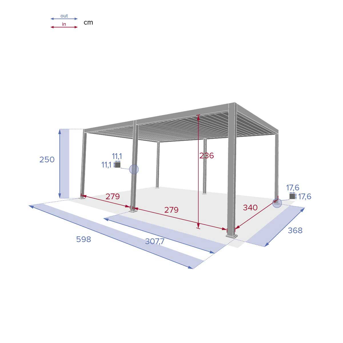P&eacute;rgola &Eacute;VORA gris graphite 3,6x6m
