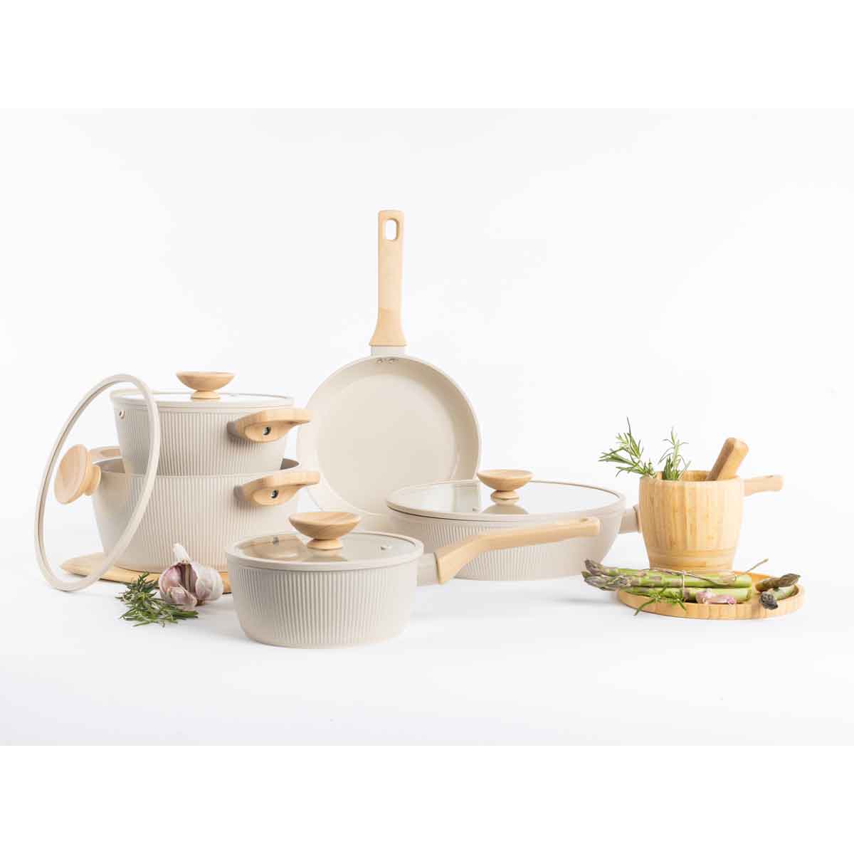 Bater&iacute;a de cocina 5 piezas AMY beige