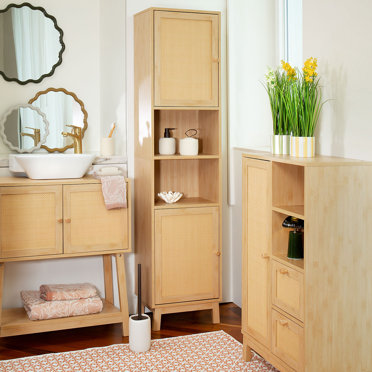 Toalla de mano SAVANA salm&oacute;n y crudo 50x100cm