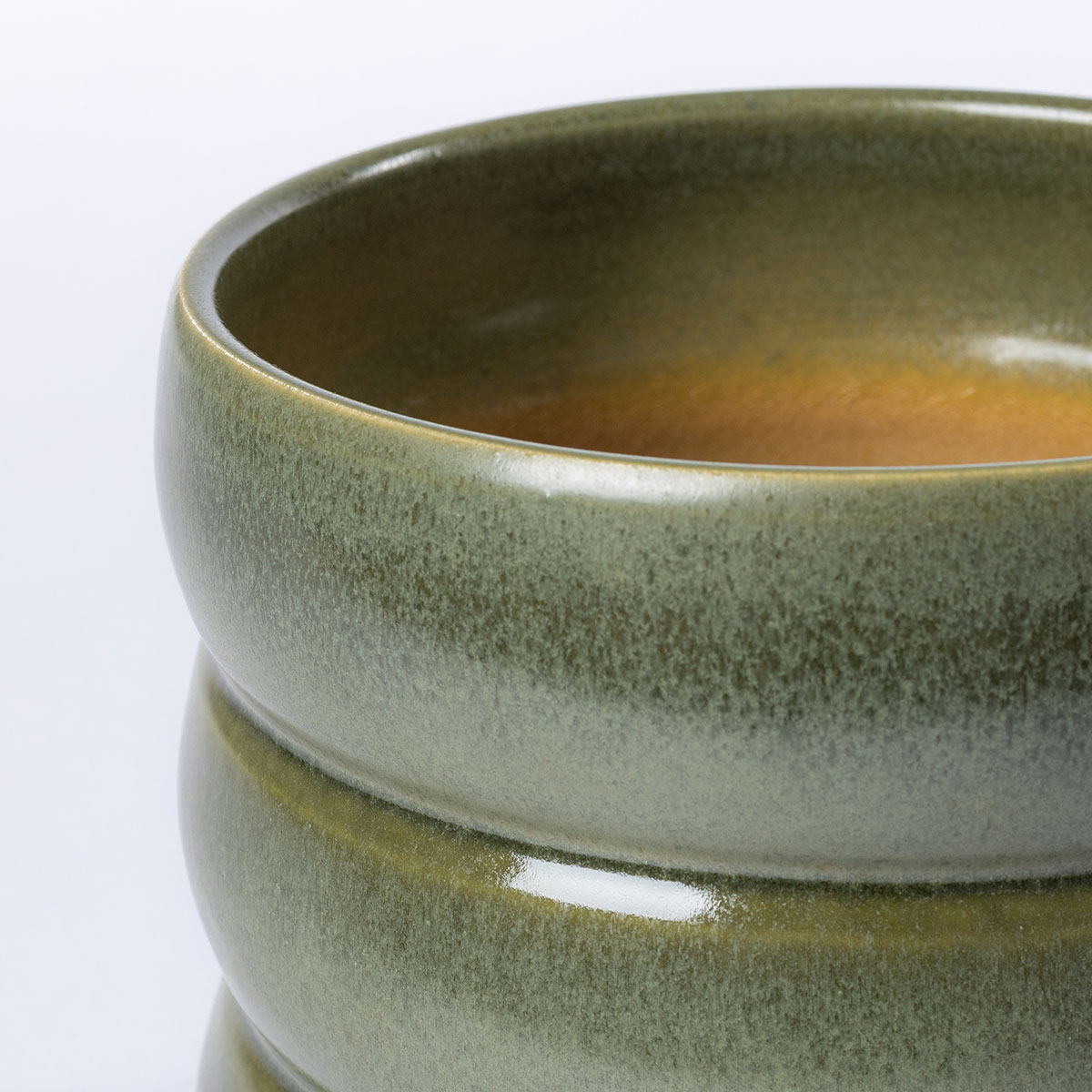 Maceta De Cerámica Ondulada Verde 16cm