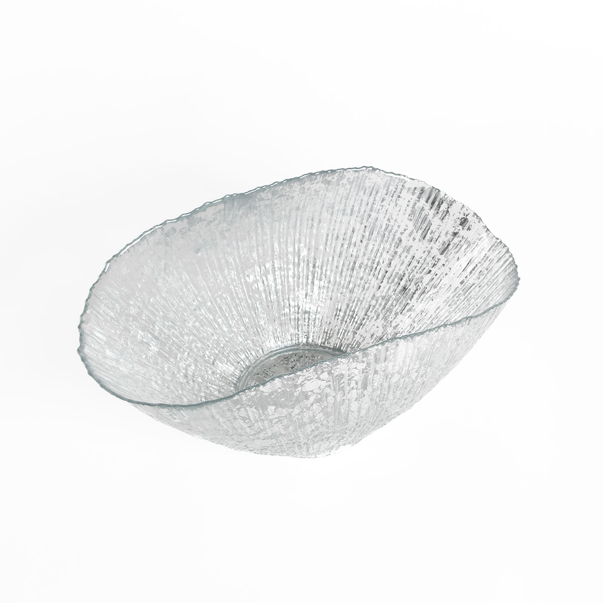 Centro de mesa plateado de vidrio 20x36cm