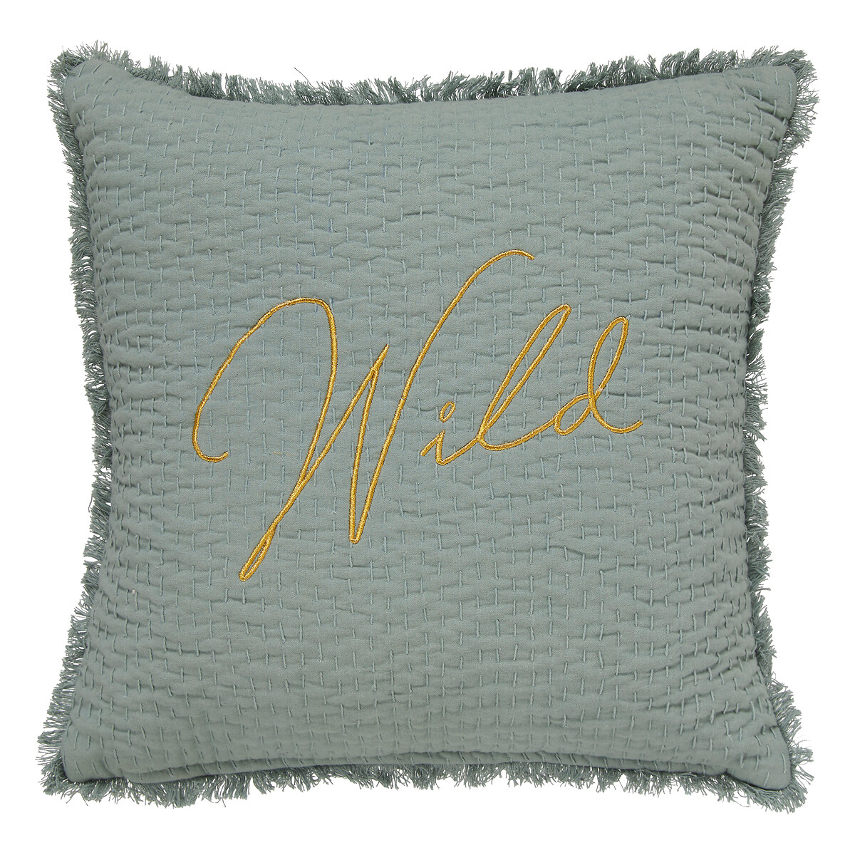 Coj&iacute;n bordado WILD ROMANCE verde 45x45cm