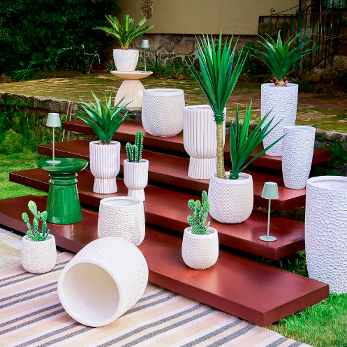 Maceta de fibra de arcilla beige