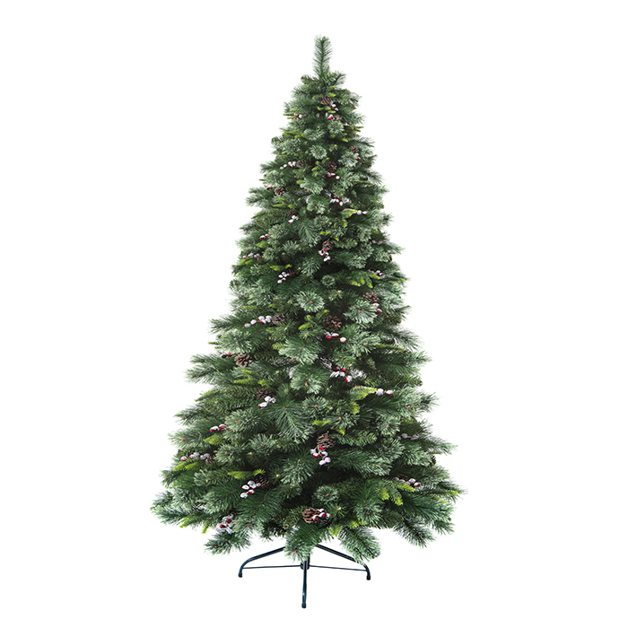 Árvore De Natal Wyoming Verde Com Pinhas E Azevinhos 210cm