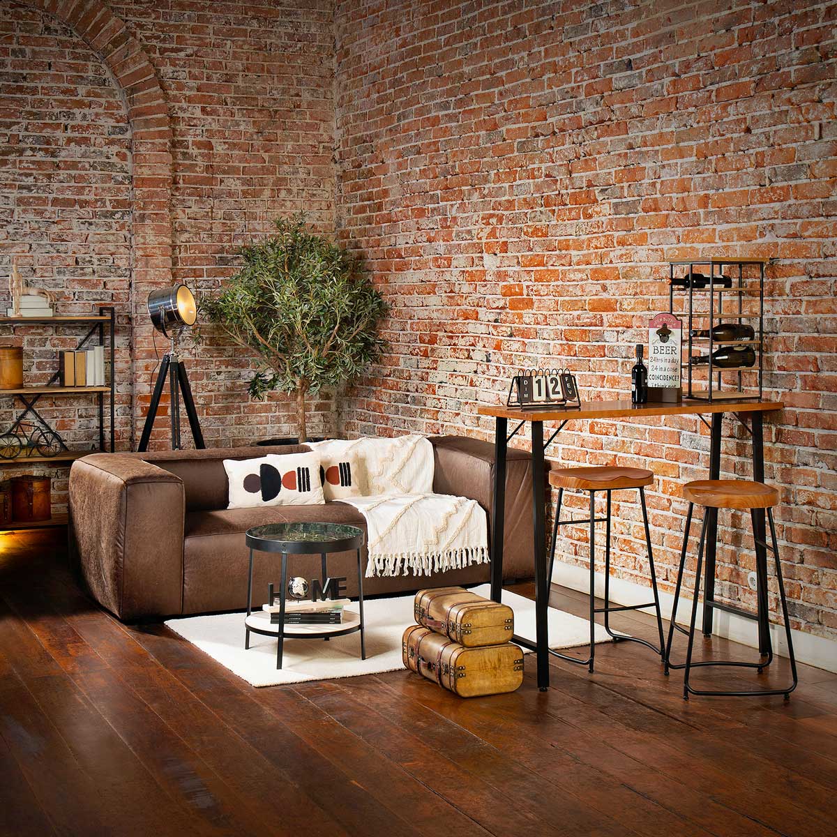 Conjunto De Bar Hazel Mesa E 2 Bancos Em Madeira E Metal