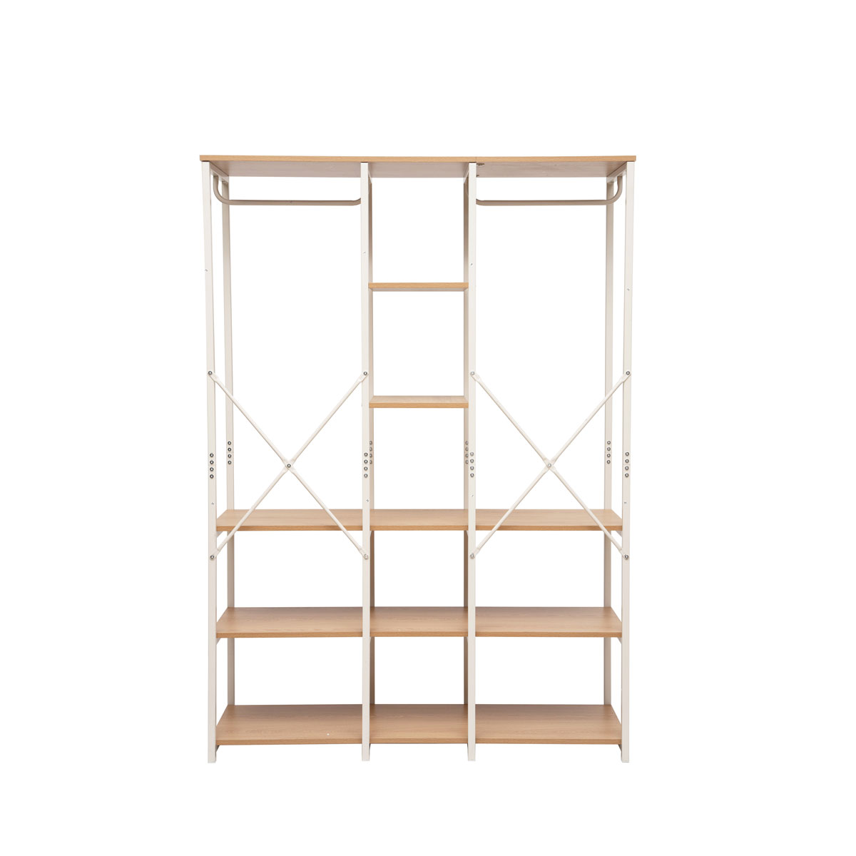 Armario doble de metal beige con estantes